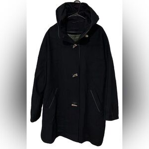 LodenFrey Wool Hooded Cape Coat Bone Button Size 42 Vintage